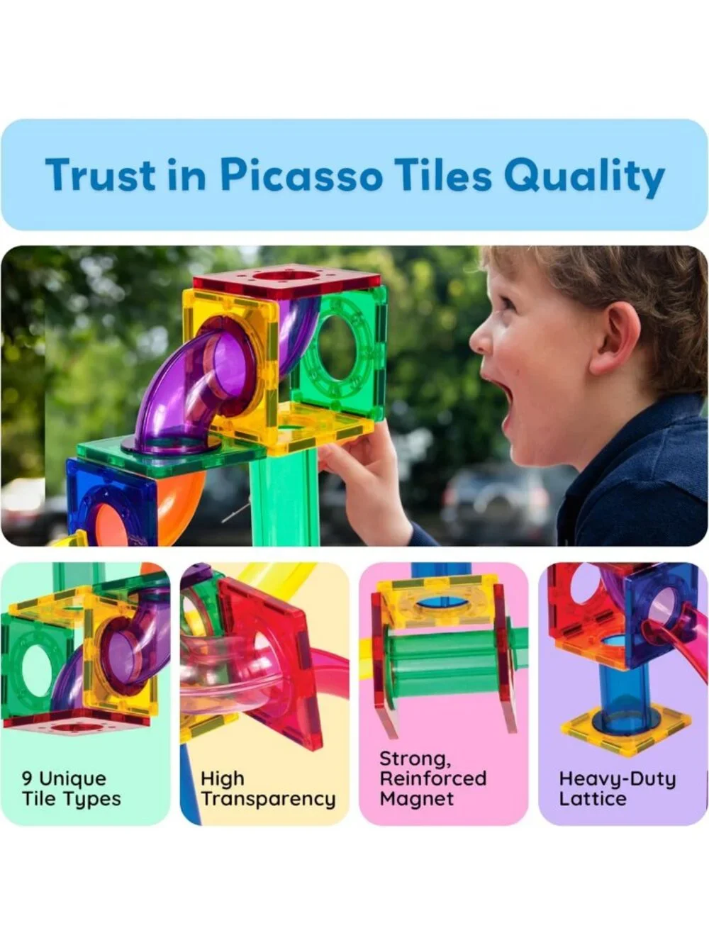 100-Piece Magnetic Marble Run & Race Track Set - STEM Toy for Ages 3